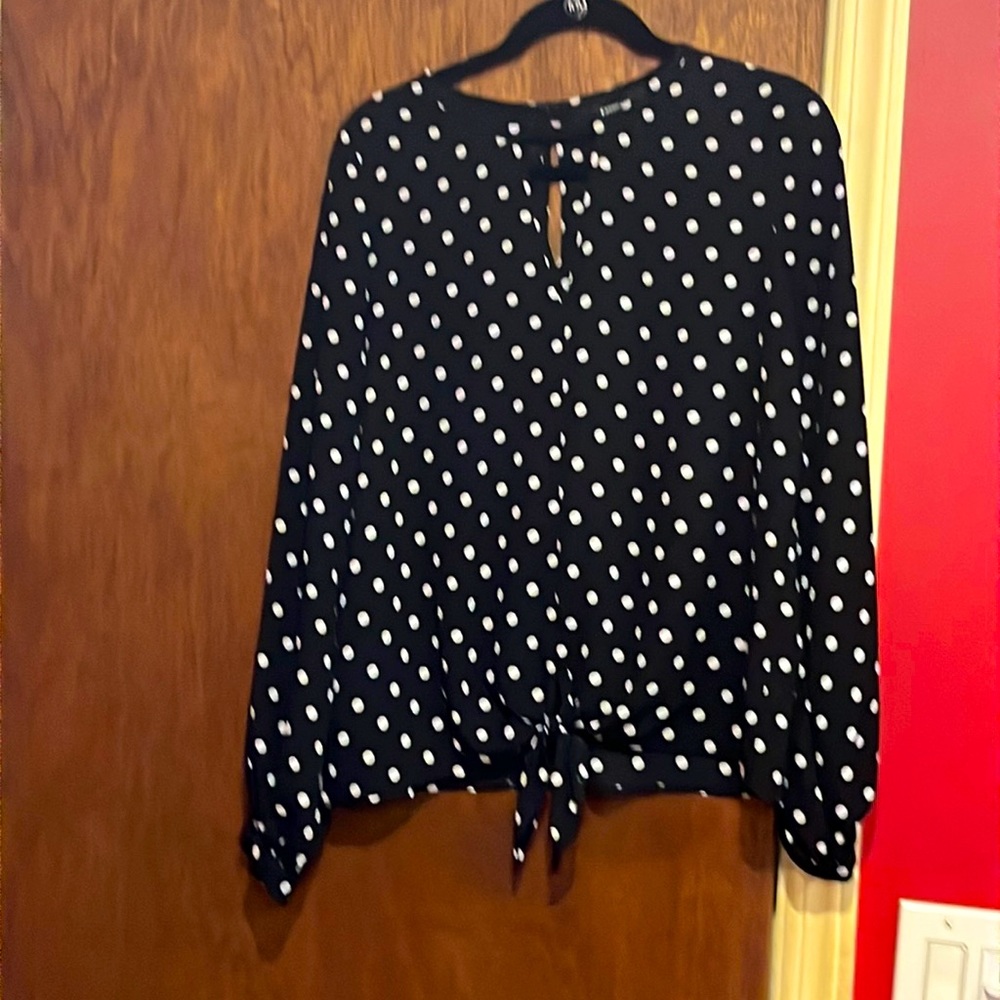 Black and white polka dot blouse